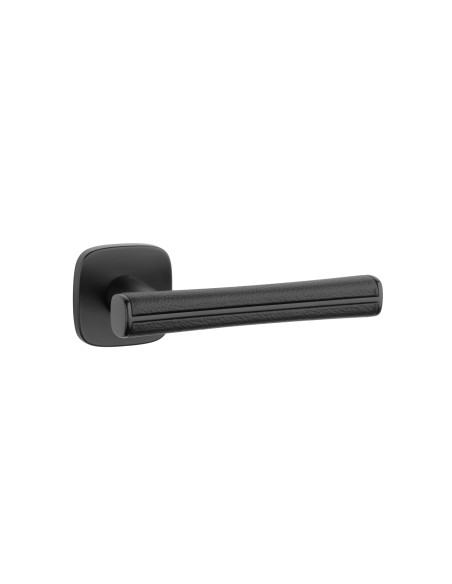 KLAMKA APRILE DAVIDIA ROZETA QR SLIM 7MM BK/BLACK LEATHER - CZARNY MATOWY / CZARNA SKÓRA