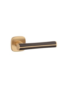 KLAMKA APRILE DAVIDIA ROZETA QR SLIM 7MM KG/BROWN LEATHER - ZŁOTY MATOWY / BRĄZOWA SKÓRA