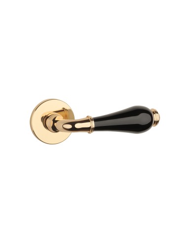 KLAMKA APRILE DIANELLA ROZETA R SLIM 7MM LG/ BLACK CERAMICS - ZŁOTY POLEROWANY / CZARNA CERAMIKA