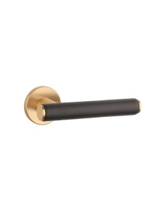 KLAMKA APRILE EGERIA ROZETA R SLIM 7MM KG / BROWN LEATHER - ZŁOTY MATOWY / BRĄZOWA SKÓRA 2