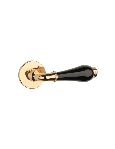 KLAMKA APRILE DIANELLA ROZETA R SLIM 7MM LG/ BLACK CERAMICS - ZŁOTY POLEROWANY / CZARNA CERAMIKA
