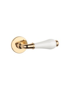 KLAMKA APRILE DIANELLA ROZETA R SLIM 7MM LG/ WHITE CERAMICS - ZŁOTY POLEROWANY / BIAŁA CERAMIKA