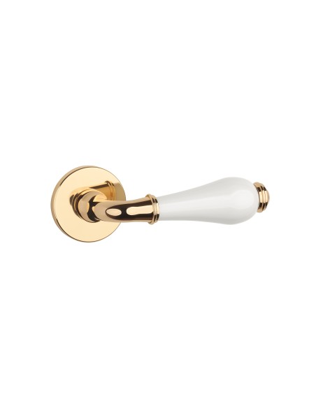 KLAMKA APRILE DIANELLA ROZETA R SLIM 7MM LG/ WHITE CERAMICS - ZŁOTY POLEROWANY / BIAŁA CERAMIKA