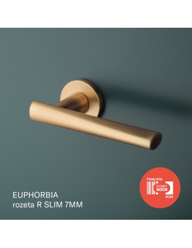 KLAMKA APRILE EUPHORBIA ROZETA R SLIM 7MM KG - ZŁOTY MATOWY