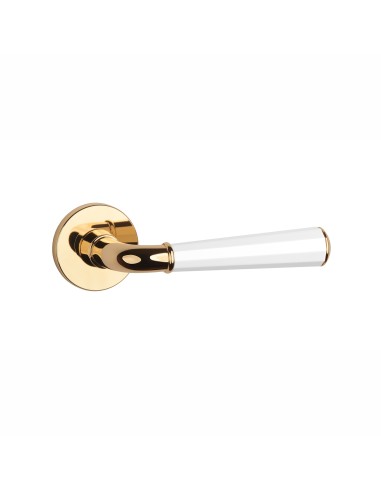 KLAMKA APRILE MARIGOLD ROZETA R SLIM 7MM DUOCOLOR LG/WH/LG - ZŁOTY POLEROWANY / BIAŁY MATOWY