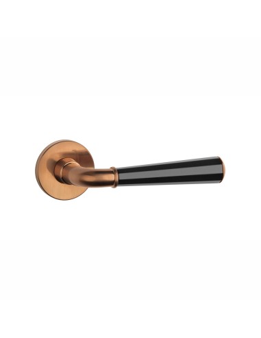 KLAMKA APRILE MARIGOLD ROZETA R SLIM 7MM DUOCOLOR PN/BK/PN - MIEDZIANY PVD / CZARNY MATOWY