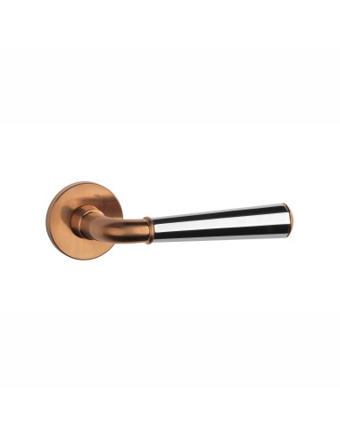 KLAMKA APRILE MARIGOLD ROZETA R SLIM 7MM DUOCOLOR PN/LC/PN - MIEDZIANY PVD / CHROM POLEROWANY