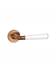 KLAMKA APRILE MARIGOLD ROZETA R SLIM 7MM DUOCOLOR PN/WH/PN - MIEDZIANY PVD / BIAŁY MATOWY
