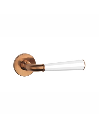 KLAMKA APRILE MARIGOLD ROZETA R SLIM 7MM DUOCOLOR PN/WH/PN - MIEDZIANY PVD / BIAŁY MATOWY