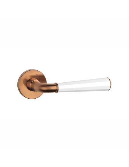 KLAMKA APRILE MARIGOLD ROZETA R SLIM 7MM DUOCOLOR PN/WH/PN - MIEDZIANY PVD / BIAŁY MATOWY