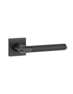KLAMKA APRILE CYPRESIA ROZETA Q SLIM 7MM BK/BLACK LEATHER - CZARNY MATOWY / CZARNA SKÓRA 2