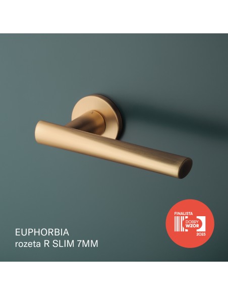 KLAMKA APRILE EUPHORBIA ROZETA R SLIM 7MM KG - ZŁOTY MATOWY