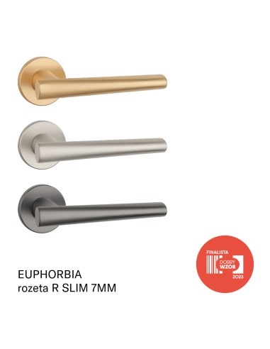 KLAMKA APRILE EUPHORBIA ROZETA R SLIM 7MM KG - ZŁOTY MATOWY