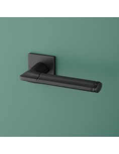 Klamka APRILE CYPRESIA ROZETA Q SLIM 7MM BK/BLACK LEATHER - czarny matowy / czarna skóra - CYPRESIA_Q_7S_BK_BLACK_LEATHER 2