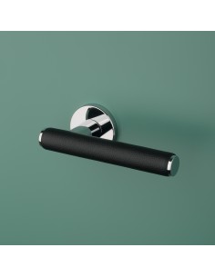 Klamka APRILE EGERIA ROZETA R SLIM 7MM LC / BLACK LEATHER - chrom polerowany / czarna skóra - EGERIA_R_7S_LC_BLACK_LEATHER 2