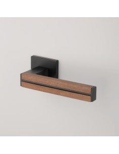 Klamka APRILE IMPERATA ROZETA Q SLIM 7MM BK/WALNUT WOOD - czarny matowy / drewno orzechowe - IMPERATA BK WALNUT WOOD - ORZECH 2