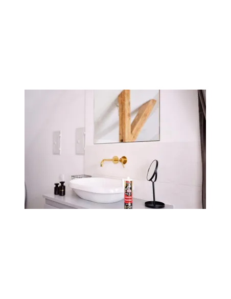 T-Rex Glue Gold Strong klej montażowy supermocny 290ml - Na blacie szafki w nowoczesnej łazience z umywalką nablatową, złotą arm