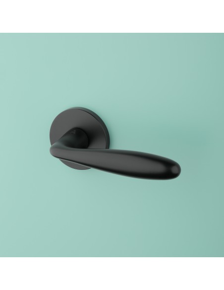 KLAMKA APRILE VERBENA ROZETA R SLIM 7MM BLACK - CZARNY MATOWY