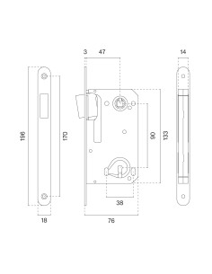 ZAMEK MAGNETYCZNY 2867X50 03 - CHROM POLEROWANY 90 OB 2